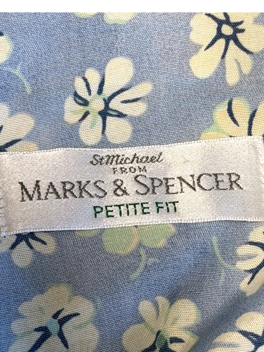 Vintage 80’s Marks & Spencer Button Front Floral Midi Dress In Pale Blue Mix | 6 - Picture 10 of 14